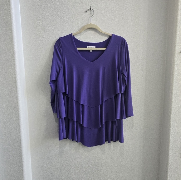 Susan Graver layered green blouse size XL - Picture 10 of 12